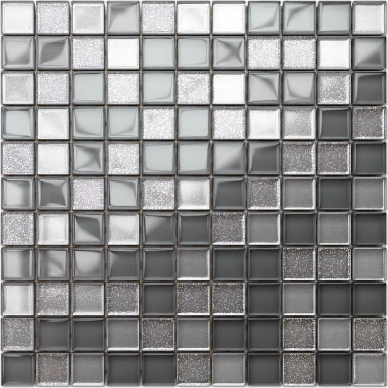 Ilcom - Mosaico in vetro su rete per bagno e cucina 30cm x 30cm - Grey turtle