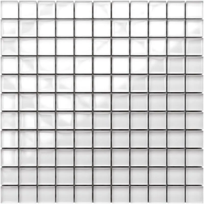 Mosaico in vetro su rete per bagno e cucina 30cm x 30cm - Perfect white