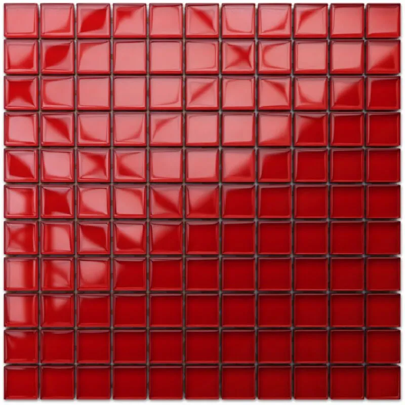 Mosaico in vetro su rete per bagno e cucina 30cm x 30cm - Pure red