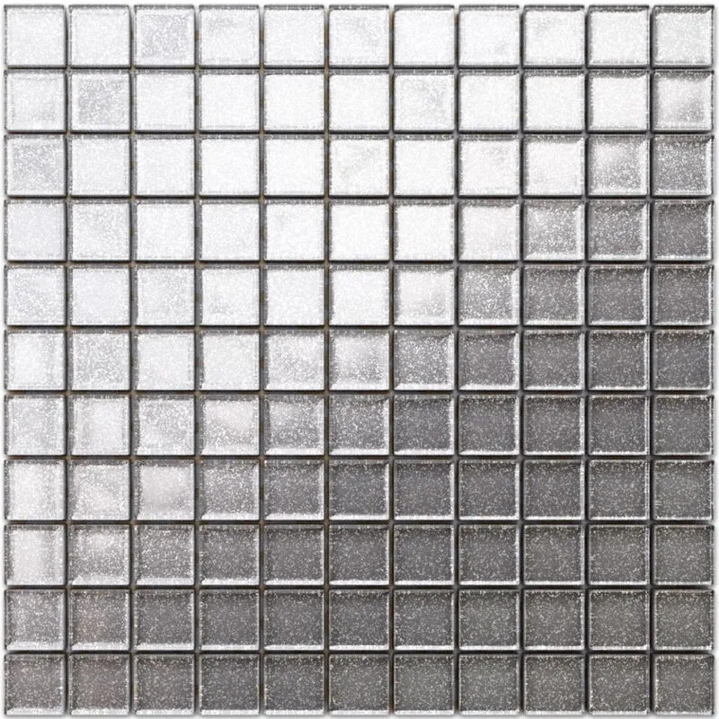 Mosaico in vetro su rete per bagno e cucina 30cm x 30cm - Silver Sparks