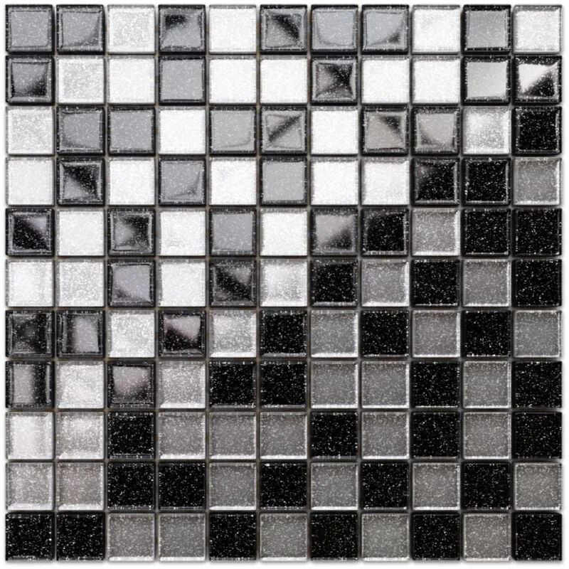 Mosaico in vetro su rete per bagno e cucina 30cm x 30cm - Starry black