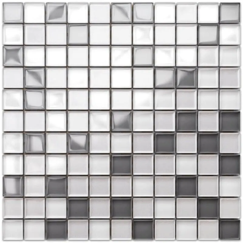 Mosaico in vetro su rete per bagno e cucina 30cm x 30cm - White Pearls