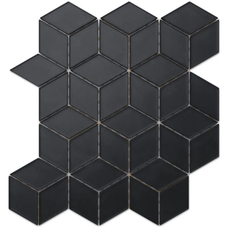 Mosaico in vetro su rete per bagno e cucina Soft black - 26.5cm x 30.5cm