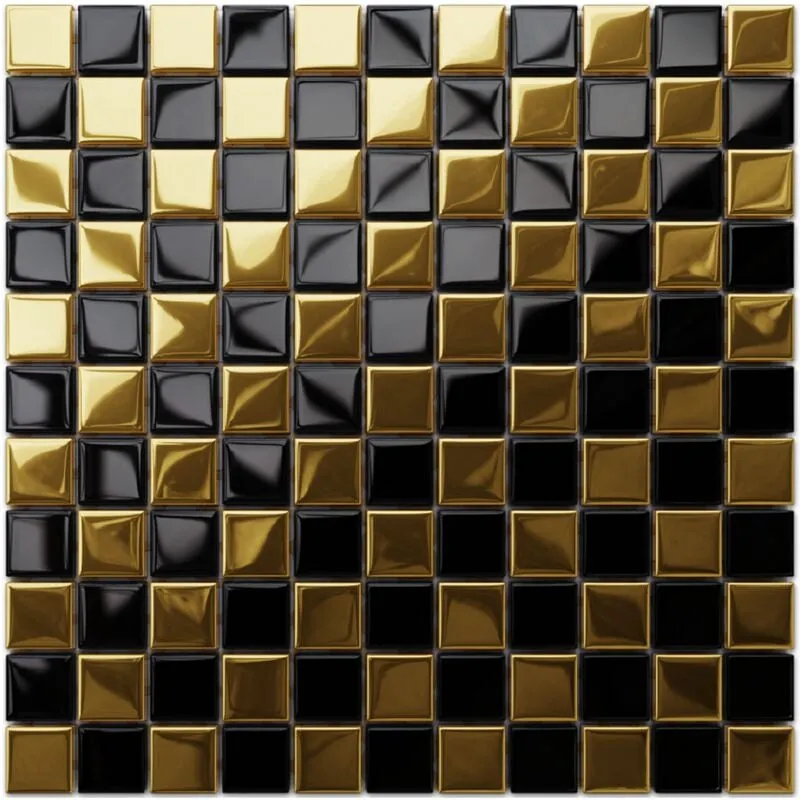 Mosaico in vetro su rete per bagno e cucina 30cm x 30cm - Gold dama