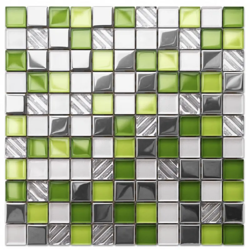 Mosaico in vetro su rete per bagno e cucina 30cm x 30cm - Green Fashion