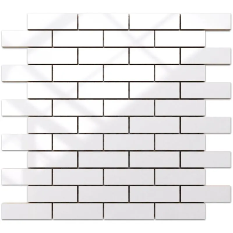 Mosaico su rete in ceramica per bagno o cucina 33.4 cm x 29.8 cm - White brick