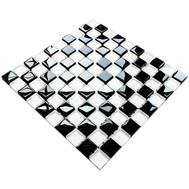 Mosaico in vetro su rete per bagno e cucina 27.2cm x 27cm - Check Mate