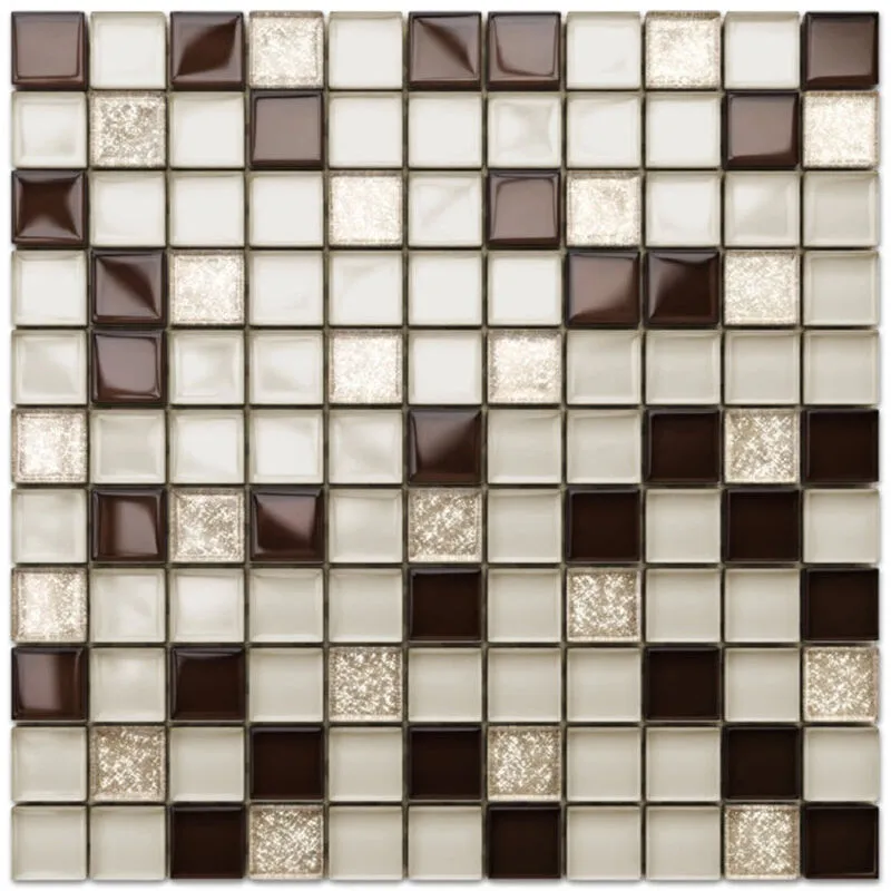 Mosaico in vetro su rete per bagno e cucina 30cm x 30cm - Bejge Monte Carlo