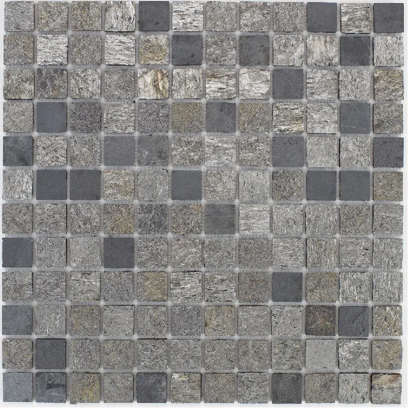 Mosaico in pietra naturale 30 x 30 cm - piastrella 2,5 x 2,5 cm misto grigio