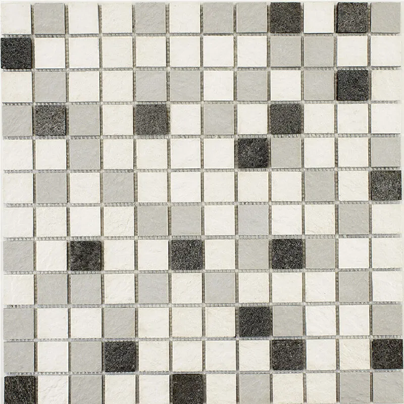 Mosaico misto resina e pietra 30 x 30 cm - piastrella 2,5 x 2,5 cm misto pietra e resina bianca