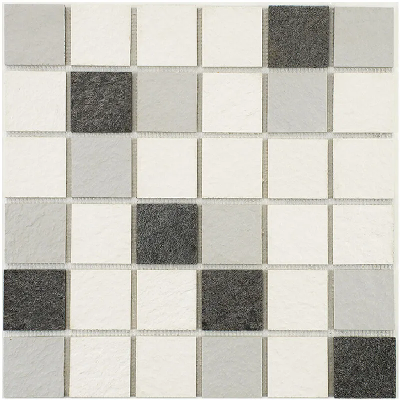 Mosaico misto resina e pietra 100 x 50 cm - piastrella 5 x 5 cm misto pietra e resina bianca