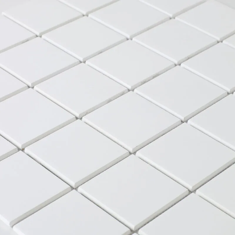 Mosaico in solid surface 100 x 50 cm - piastrella 5 x 5 cm bianco puro liscio