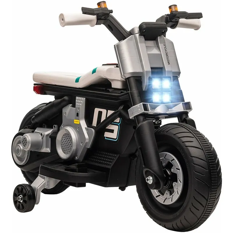 Moto Elettrica per Bambini 6V Bianca e Nera