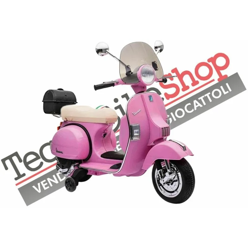 Moto Scooter Elettrico per Bambini Piaggio vespa PX150 full con Parabrezza e Bauletto 12V-Rosa