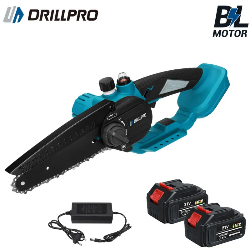 Drillpro - Motosega a batteria brushless da 6 pollici 2 batterie da 1300 mAh Utensili da taglio per la lavorazione del legno