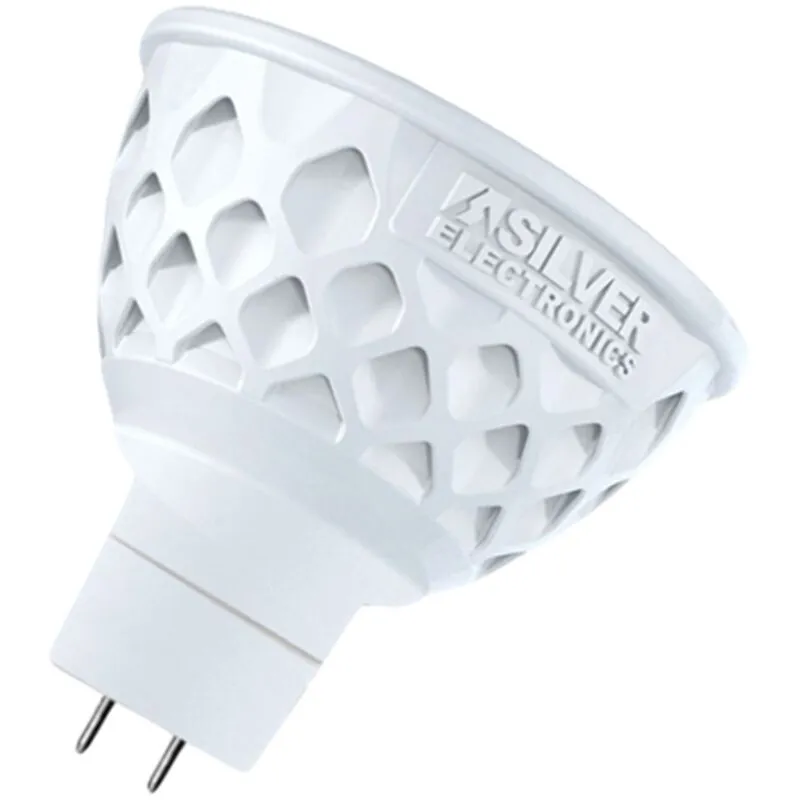 Lampadina multi led argento elettronica dicroica 4w=40w - gu5.3 - 3.000k - 120º - 370lm - luce calda - a+