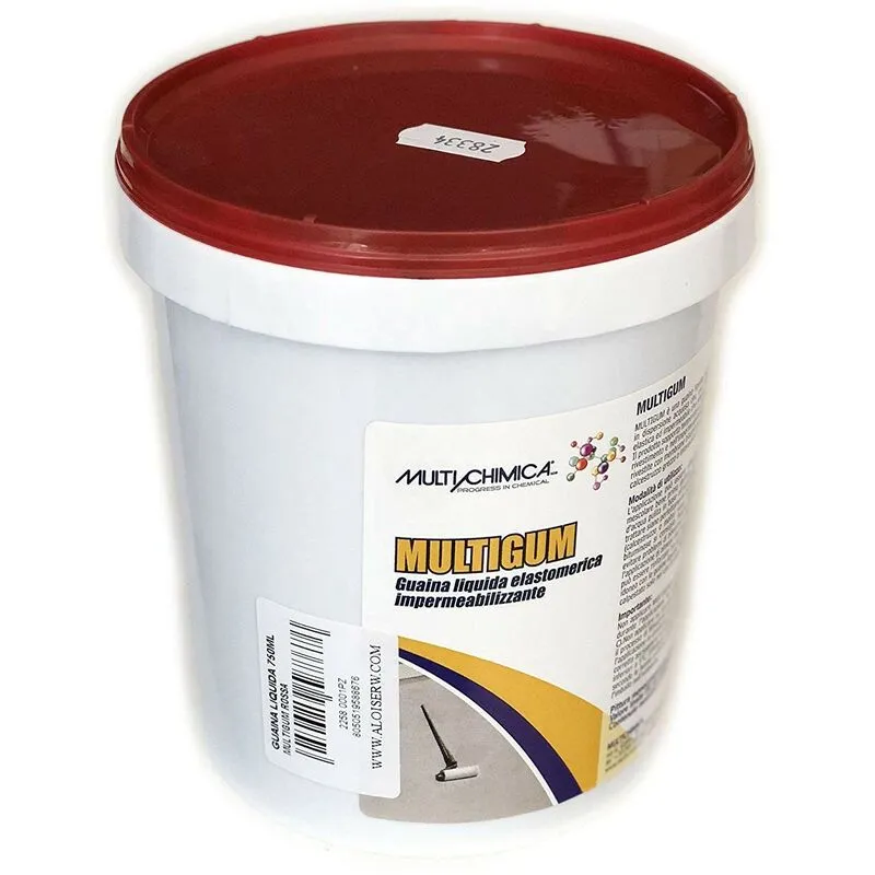 Multigum 750ml / 1,1kg netto guaina liquida elastomerica impermeabilizzante, formato da 750ml, colori disponibili rossa - Multichimica