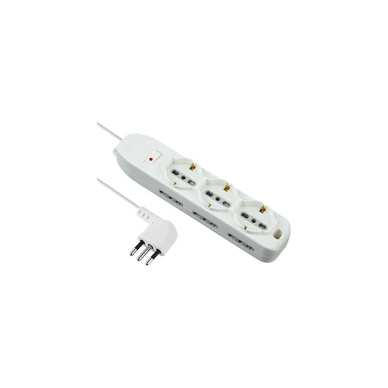 Electraline - multipresa bipasso + schuko + termico • bianco posti 9 2P+T 10A n°xmmq 3X0,75 mt 2