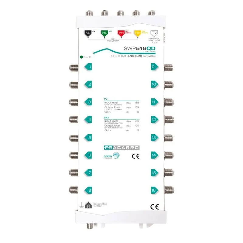 Fracarro - Multiswitch Compatto con 5 ingressi e 16 uscite 271166