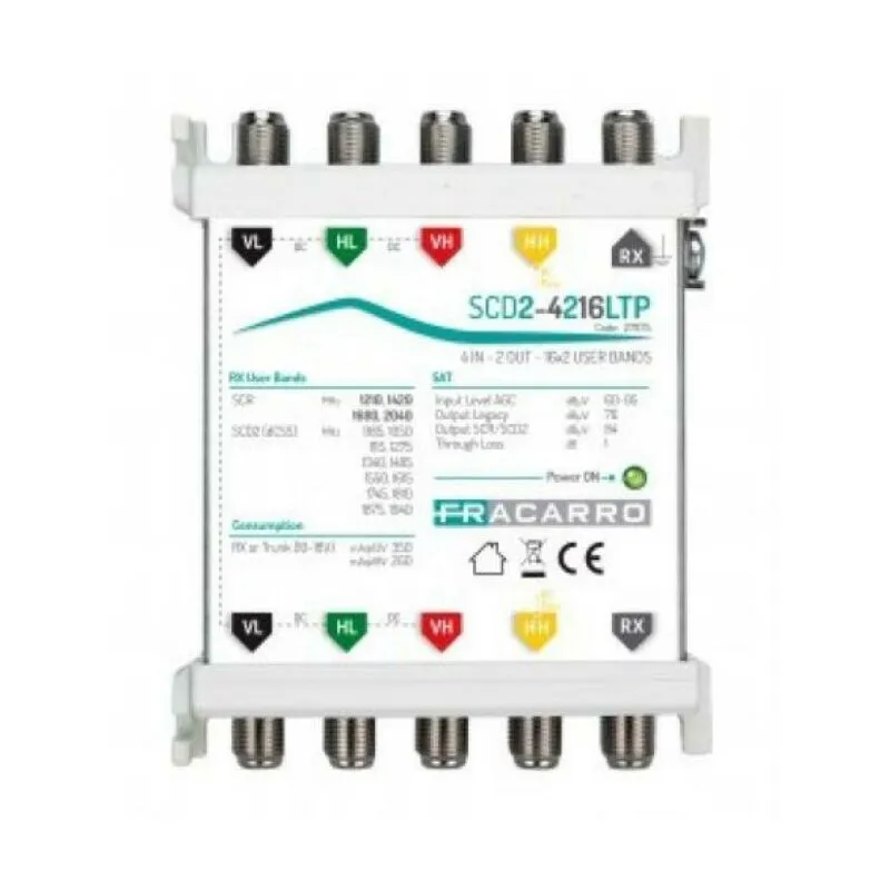 Fracarro - multiswitch scd2-4216ltp 4 ingressi sat e 4 uscite per decoder sky-q 271175