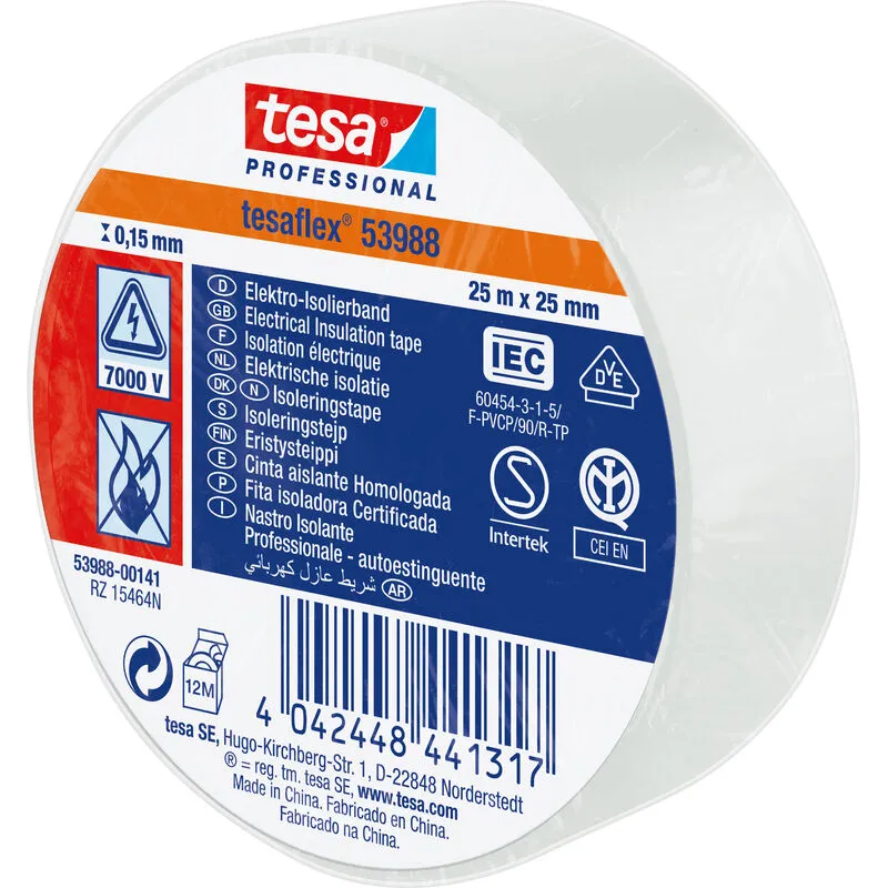  - Nastro isolan.certificato bianco mm.25(mt.25)