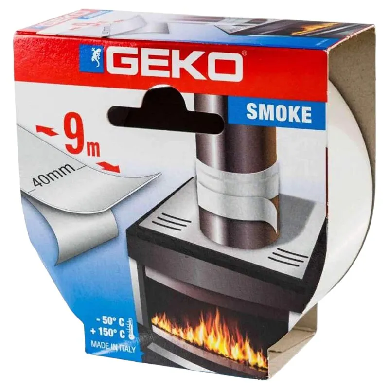 Geko - Nastro isolante in alluminio per sigillare tubi stufe alte temperature rotolo 9 mt - Bianco