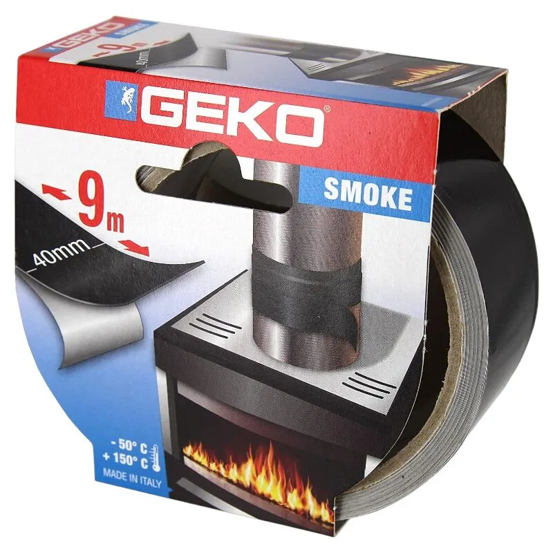 Geko - Nastro isolante in alluminio per sigillare tubi stufe alte temperature rotolo 9 mt - Nero