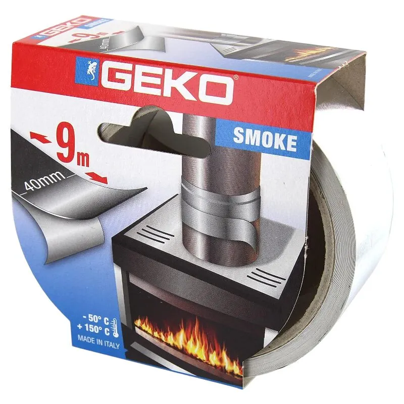 Geko - Nastro isolante in alluminio per sigillare tubi stufe alte temperature rotolo 9 mt - Argento