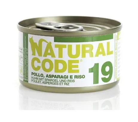 Natural Code - per Gatto da 85g 19 - Pollo Asparagi e Riso