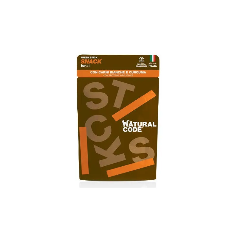 Snack per Gatti con Carni Bianche e Curcuma da 3x5 gr - Natural Code