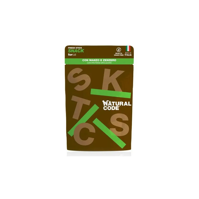 Snack per Gatti con Manzo e Zenzero da 3x5 gr - Natural Code