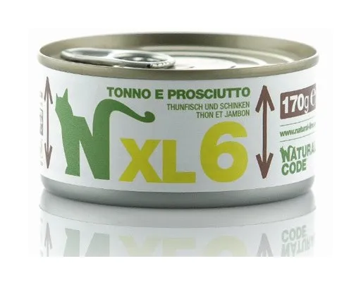 Natural Code - xl per Gatto da 170g 6 - Tonno e Prosciutto