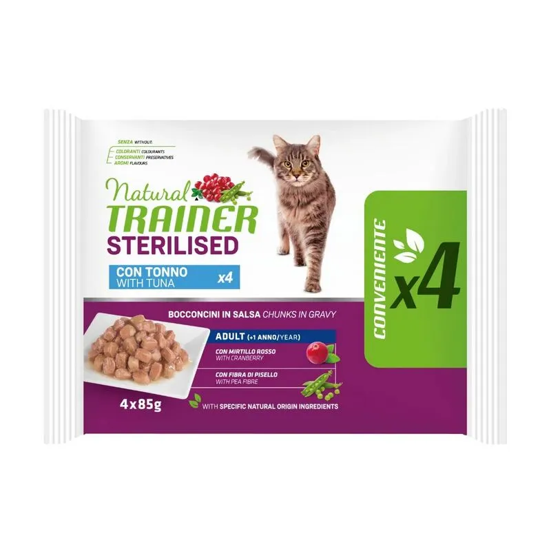 Gatto - Natural Trainer Flowpack Sterilised Tonno 4x85gr