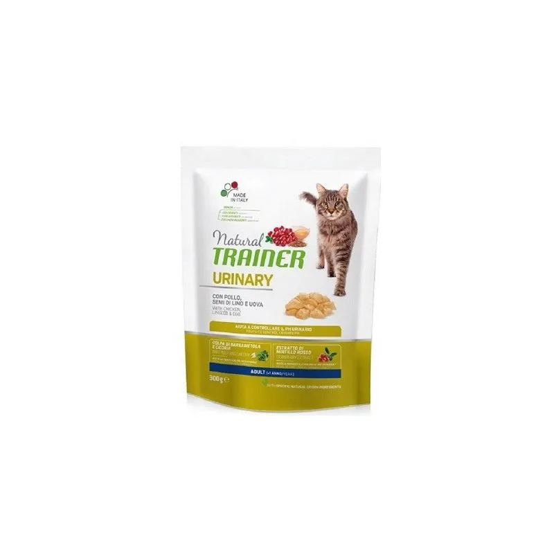 Natural Trainer Urinary per Gatto Adulto con Pollo, Semi di Lino e Uova da 300g