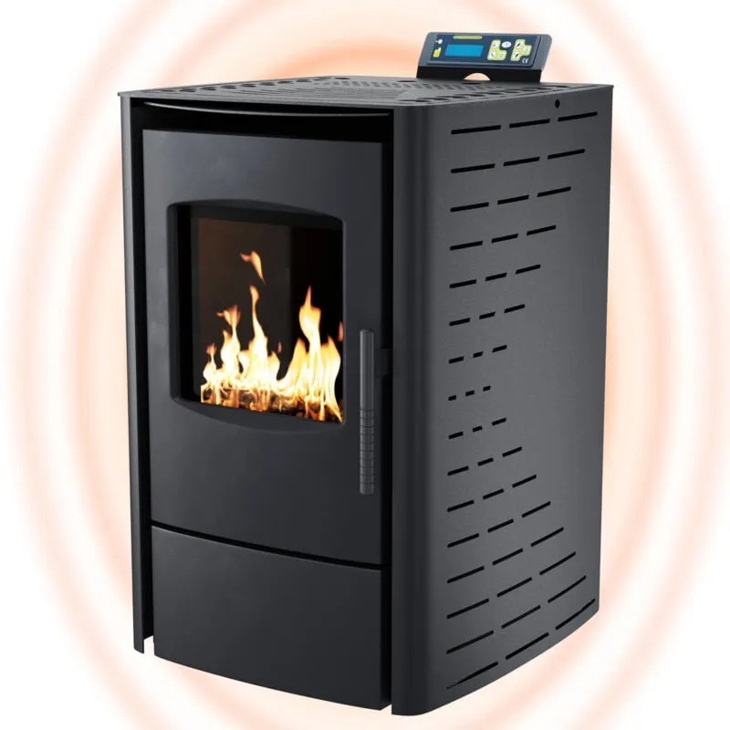 Nemaxx - Stufa a pellet ® P6 - stufa a pellet da 6 kW - stufa a pellet - stufa a pellet camino elettrico Wi-Fi Ready - stufa a pellet con elevata