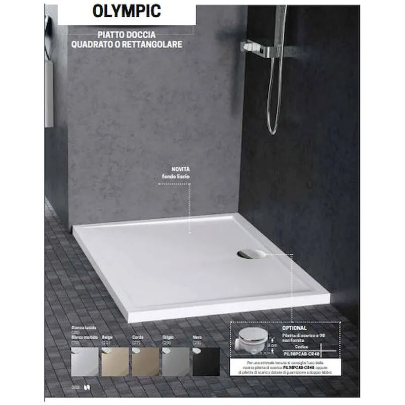 Novellini - New olimpic piatto doccia acrilico 120x80 h4,5 bianco codice prod: OLN120804-30 - Bianco