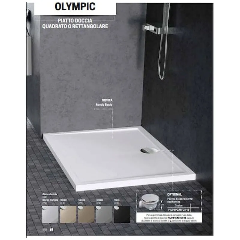 New olimpic piatto doccia acrilico 120x80 h4,5 bianco codice prod: OLN120804-30 - Bianco - Novellini