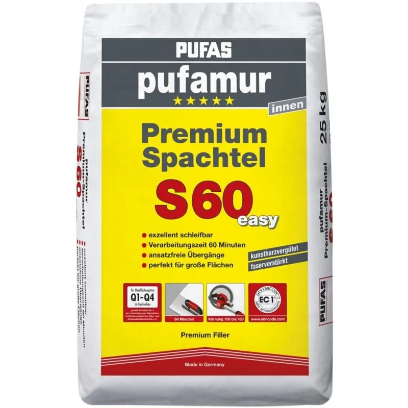 Pufas S60 Premium - Spatola per gesso, 25 kg