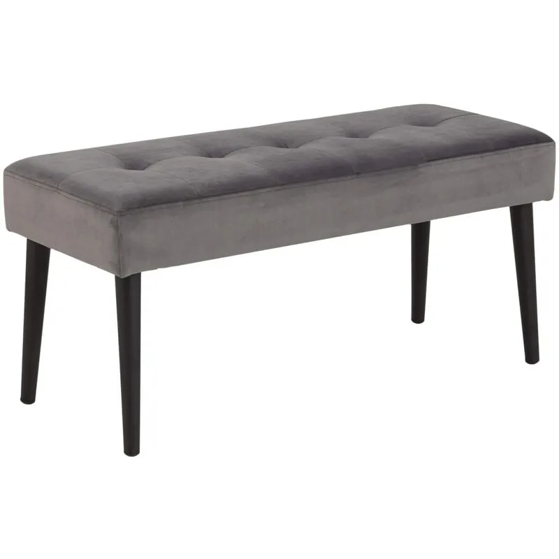 Gloria Panca, h: 45 x l: 95 x p: 38 cm, Grigio/Nero, Velluto/Metallo, 1 pz - Ac Design Furniture