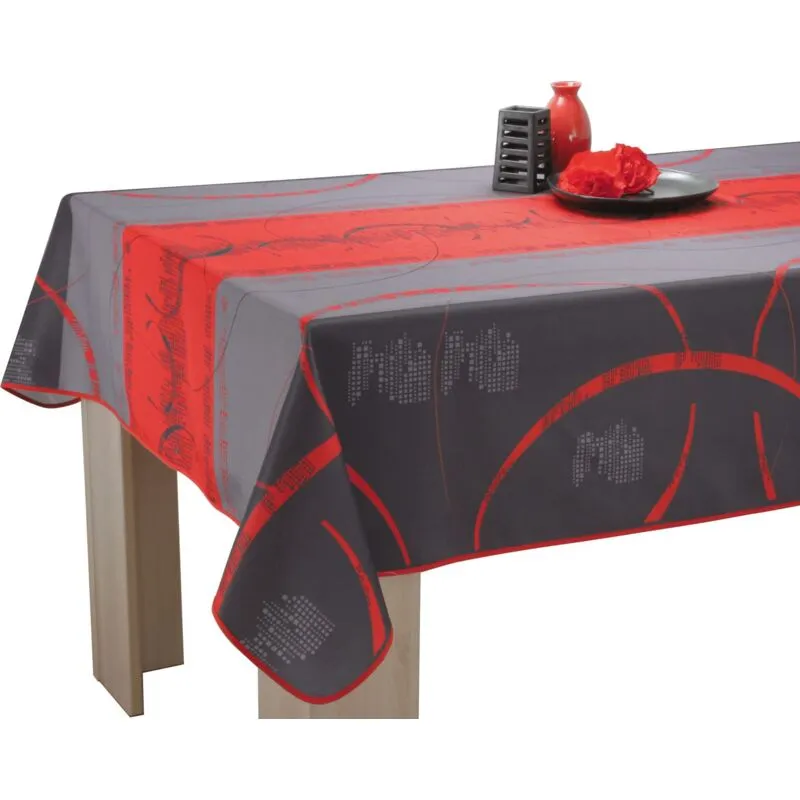 Tovaglia, Poliestere, Rosso, Rettangolare 150x300 cm - Le Linge De Jules