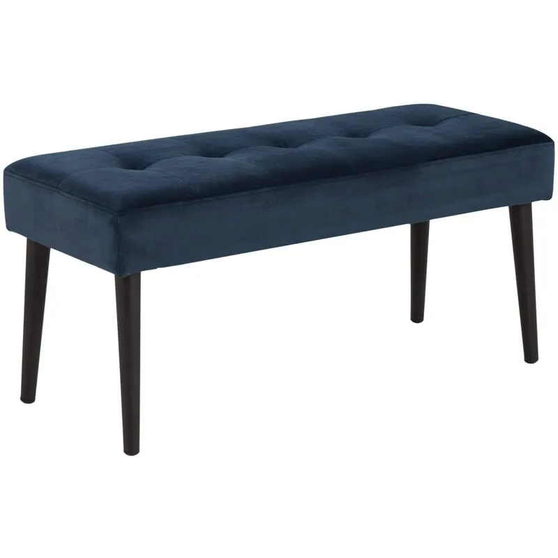 Ac Design Furniture Gloria Panca, h: 45 x l: 95 x p: 38 cm, Blu/Nero, Velluto/Metallo, 1 pz