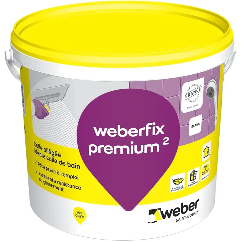 Weber Saint Gobain - weberfix premium, weberfix premium, colla per piastrelle 5 kg, bianco in pasta per pareti interne ed esterne, pronta all'uso,