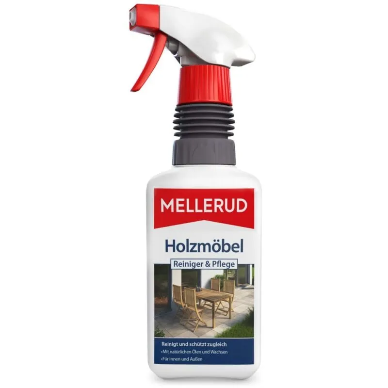 Mellerud Detergente e cura per mobili in legno – Potente strumento contro lo sporco su piccole superfici in legno in interni ed esterni – 1 x 0,5 l