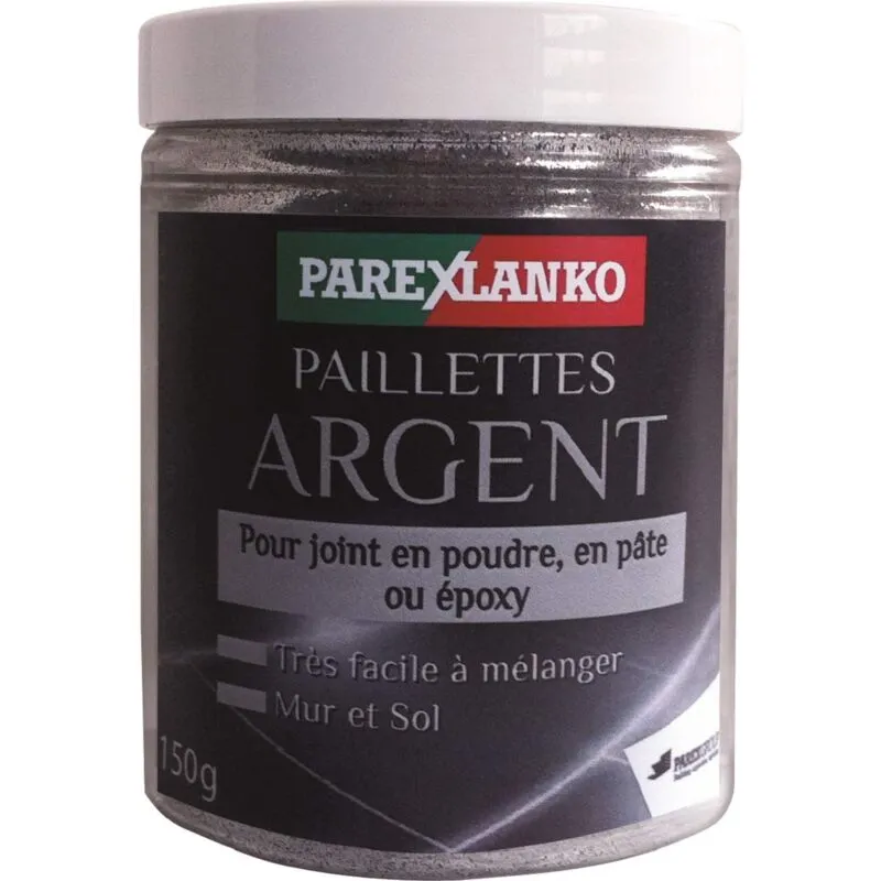 Parexlanko - Glitter Argento, Glitter per piastrelle in polvere, pasta o resina epossidica, argento, 150 g