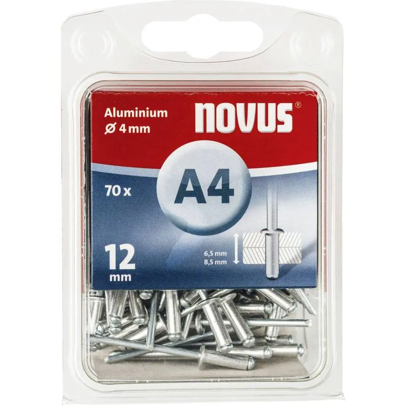 Novus 110057027 Rivetto (Ø x L) 4 mm x 12 mm Alluminio Alluminio 70 pz.