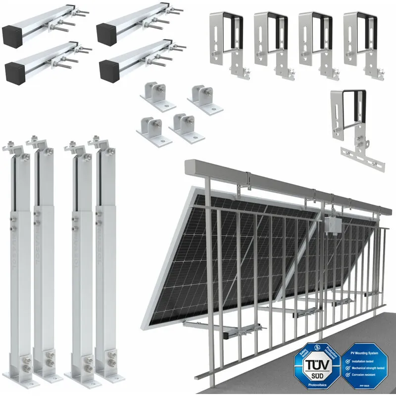 Nuasol - Balcone Centrale Elettrica Staffa Ringhiera Fissaggio 2 Moduli Solari