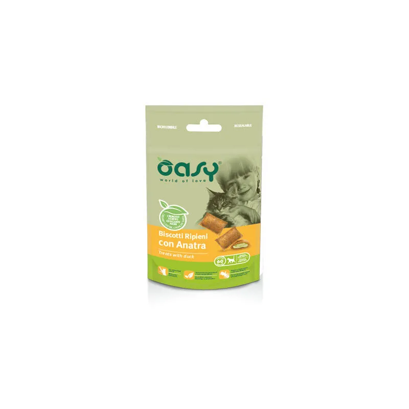 Oasy - Snack Gatto biscotti ripieni con anatra 60 gr