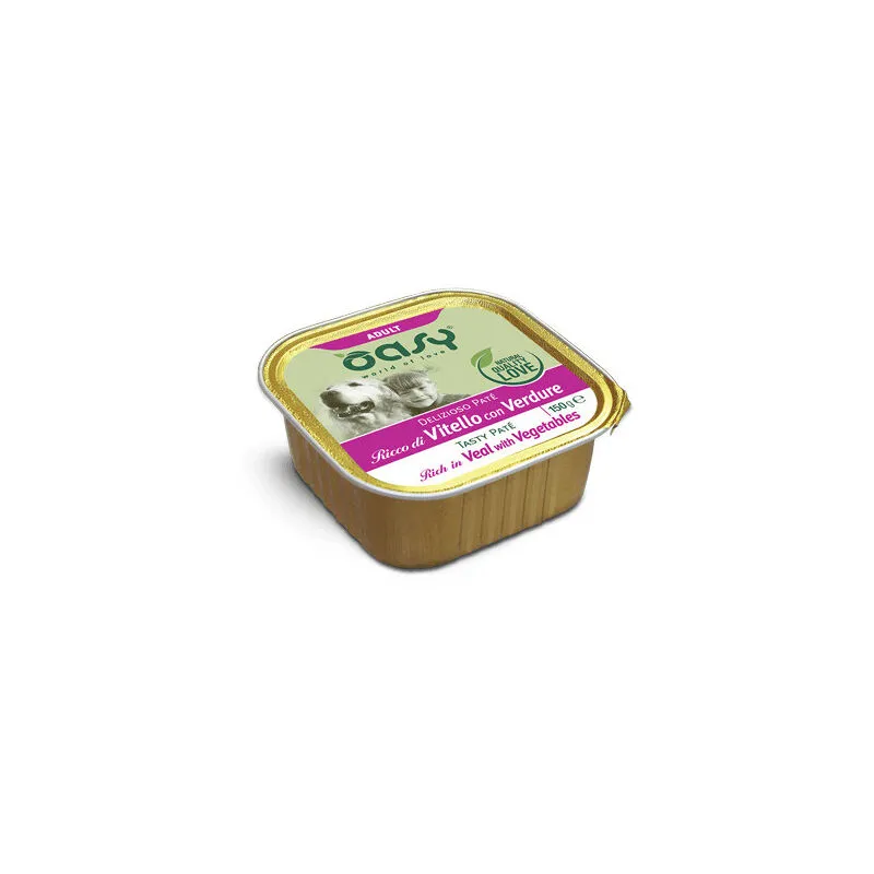 Delizioso Patè per Cani da 150 gr Vitello con Verdure - Oasy