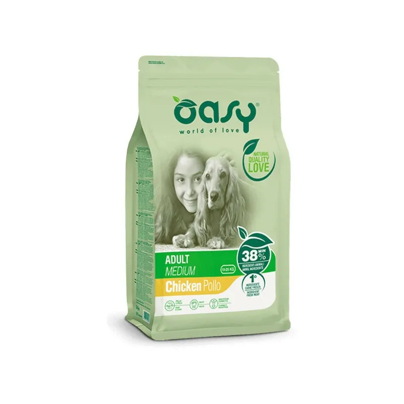 Oasy - per Cane Adult Medium con Pollo da 12 Kg