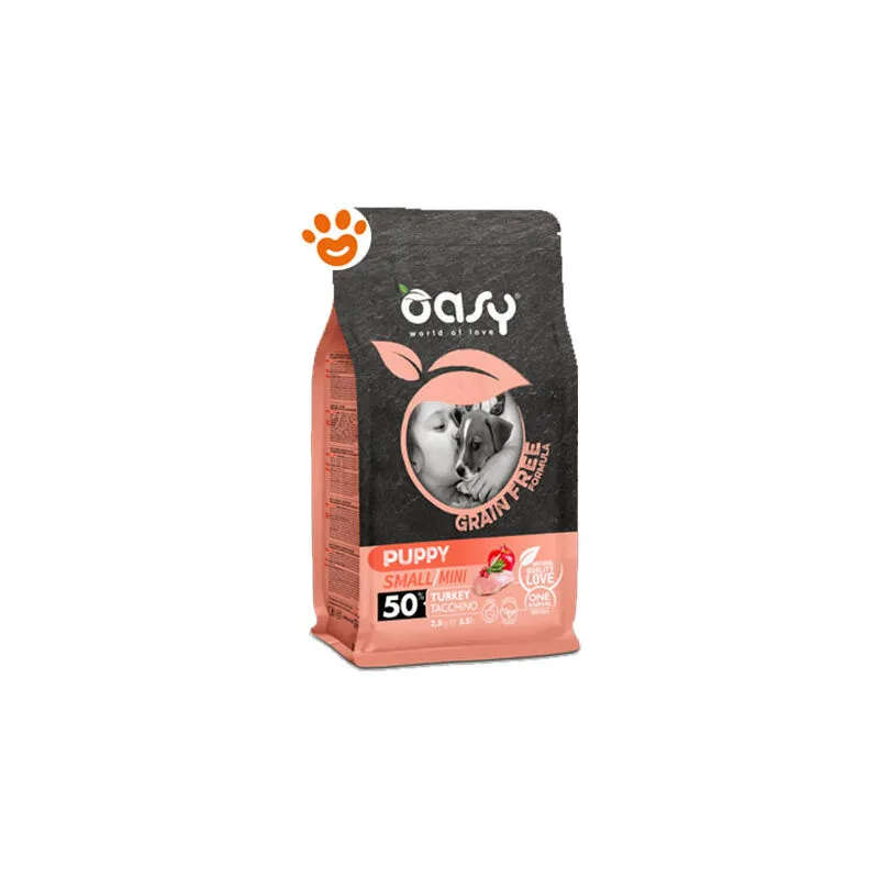 Dog Grain Free Puppy Small/Mini Tacchino - Sacco da 800 gr - Oasy